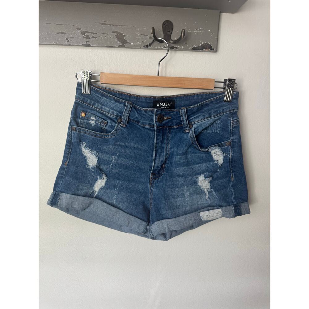 Distressed Enjean Denim Shorts